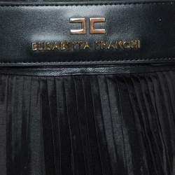 Pre Owned Elisabetta Franchi Black Pleated Crepe Belted Mini Skirt M