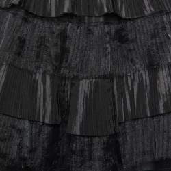 Pre Owned Elisabetta Franchi Black Pleated Crepe Belted Mini Skirt M
