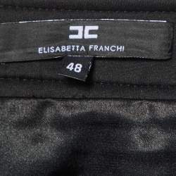 Pre Owned Elisabetta Franchi Black Jersey Waist Chain Detail Mini Skirt L