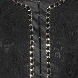Pre Owned Elisabetta Franchi Black Lace Chain Detail Crop Jacket M