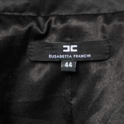 Pre Owned Elisabetta Franchi Black Lace Chain Detail Crop Jacket M