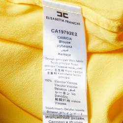 Elisabetta Franchi Yellow Crepe One-Shoulder Ruffled Blouse M