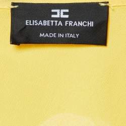 Elisabetta Franchi Yellow Crepe One-Shoulder Ruffled Blouse M