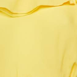 Elisabetta Franchi Yellow Crepe One-Shoulder Ruffled Blouse M