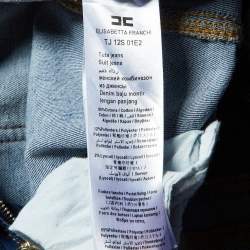 Pre Owned Elisabetta Franchi Blue Denim Lace-Up Detail Off-Shoulder Jumpsuit M