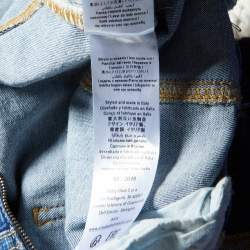 Pre Owned Elisabetta Franchi Blue Denim Lace-Up Detail Off-Shoulder Jumpsuit M