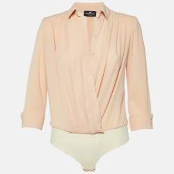 Elisabetta Franchi Peach Orange Georgette Bodysuit S