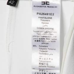 Pre Owned Elisabetta Franchi White Crepe Wide-Leg Pants M