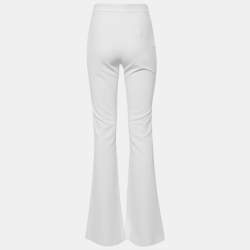 Pre Owned Elisabetta Franchi White Crepe Wide-Leg Pants M
