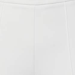 Pre Owned Elisabetta Franchi White Crepe Wide-Leg Pants M