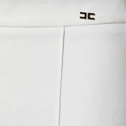 Pre Owned Elisabetta Franchi White Crepe Wide-Leg Pants M