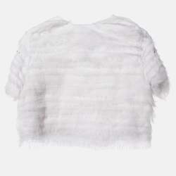 Elisabetta Franchi White Studded Crepe Crop Jacket M