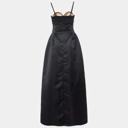 Elisabetta Franchi Black Satin Top and Skirt Set M