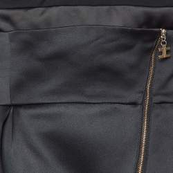 Elisabetta Franchi Black Satin Top and Skirt Set M