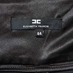 Elisabetta Franchi Black Satin Top and Skirt Set M