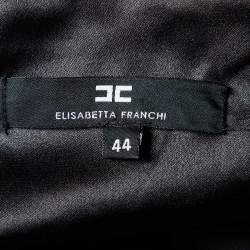 Elisabetta Franchi Black Satin Top and Skirt Set M
