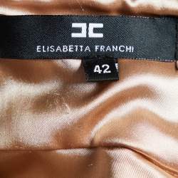 Elisabetta Franchi Black Satin Top and Skirt Set M