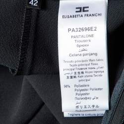 Pre Owned Elisabetta Franchi Black Crepe Logo Piping Detail Pants Suit M