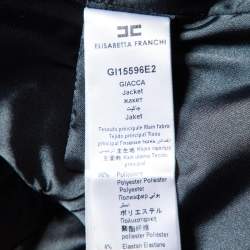 Pre Owned Elisabetta Franchi Black Crepe Logo Piping Detail Pants Suit M