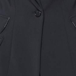 Pre Owned Elisabetta Franchi Black Crepe Logo Piping Detail Pants Suit M