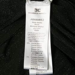 Pre Owned Elisabetta Franchi Black Lurex Knit One-Shoulder Belted Maxi Dress L