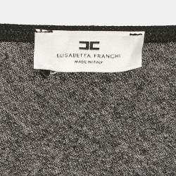 Pre Owned Elisabetta Franchi Black Lurex Knit One-Shoulder Belted Maxi Dress L