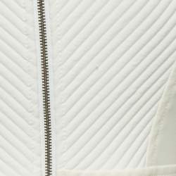 Pre Owned Elisabetta Franchi White Patterned Stretch Crepe Mini Dress M