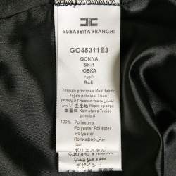 Pre Owned Elisabetta Franchi Black Organza Trim Crepe Ruffled Mini Skirt S