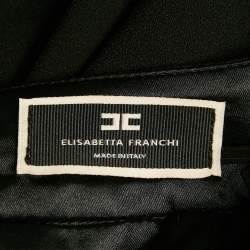 Pre Owned Elisabetta Franchi Black Organza Trim Crepe Ruffled Mini Skirt S