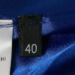 Pre Owned Elisabetta Franchi Blue Printed Silk and Crepe Strapless Mini Dress S