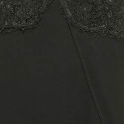 Pre Owned Elisabetta Franchi Black Lace and Crepe Full Sleeve Maxi Dress S