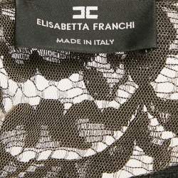 Pre Owned Elisabetta Franchi Black Lace and Crepe Full Sleeve Maxi Dress S