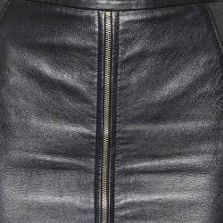 Pre Owned Elisabetta Franchi Gold Black Leather & Jersey Pencil Skirt M
