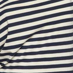 Pre Owned Elisabetta Franchi Jeans Marine Blue Striped Jersey Asymmetric Top M