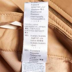 Pre Owned Elisabetta Franchi Gold Beige Leather & Jersey Pencil Skirt L