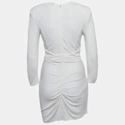 Pre Owned Elisabetta Franchi White Jersey Cut-Out Detail Ruched Mini Dress M
