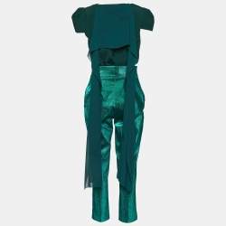 Elisabetta Franchi Green Bodysuit & Lurex Trousers Set L