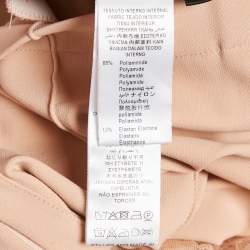 Pre Owned Elisabetta Franchi Beige Lace and Tulle Trim Jersey Bodysuit L