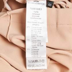 Pre Owned Elisabetta Franchi Beige Lace and Tulle Trim Jersey Bodysuit L