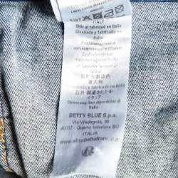 Pre Owned Elisabetta Franchi Blue Denim Chain Detail Slim Fit Jeans M/Waist 29"