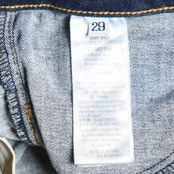 Pre Owned Elisabetta Franchi Blue Denim Chain Detail Slim Fit Jeans M/Waist 29"