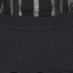 Pre Owned Elisabetta Franchi Black Crepe & Chiffon Tiered Long Sleeve Dress M