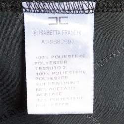 Pre Owned Elisabetta Franchi Black Crepe & Chiffon Tiered Long Sleeve Dress M