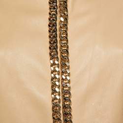 Pre Owned Elisabetta Franchi Beige Leather Chain Detail Bolero Jacket L