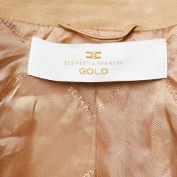 Pre Owned Elisabetta Franchi Beige Leather Chain Detail Bolero Jacket L