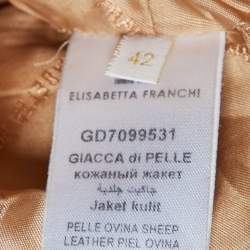 Pre Owned Elisabetta Franchi Beige Leather Chain Detail Bolero Jacket L