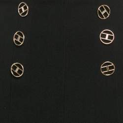 Pre Owned Elisabetta Franchi Black Crepe Button Detail Mini Skirt S