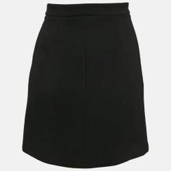 Pre Owned Elisabetta Franchi Black Crepe Button Detail Mini Skirt S