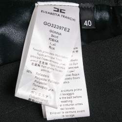 Pre Owned Elisabetta Franchi Black Crepe Button Detail Mini Skirt S