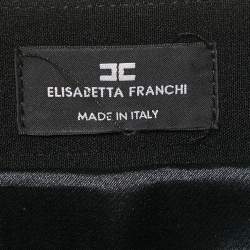 Pre Owned Elisabetta Franchi Black Crepe Button Detail Mini Skirt S
